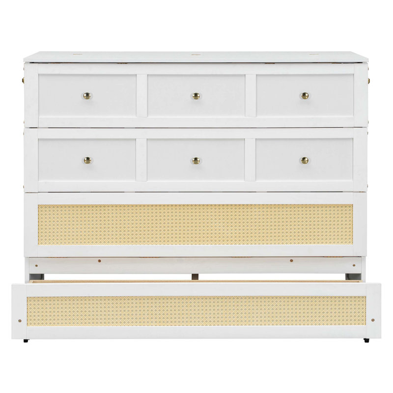 Lit escamotable double avec grands tiroirs, Blanc