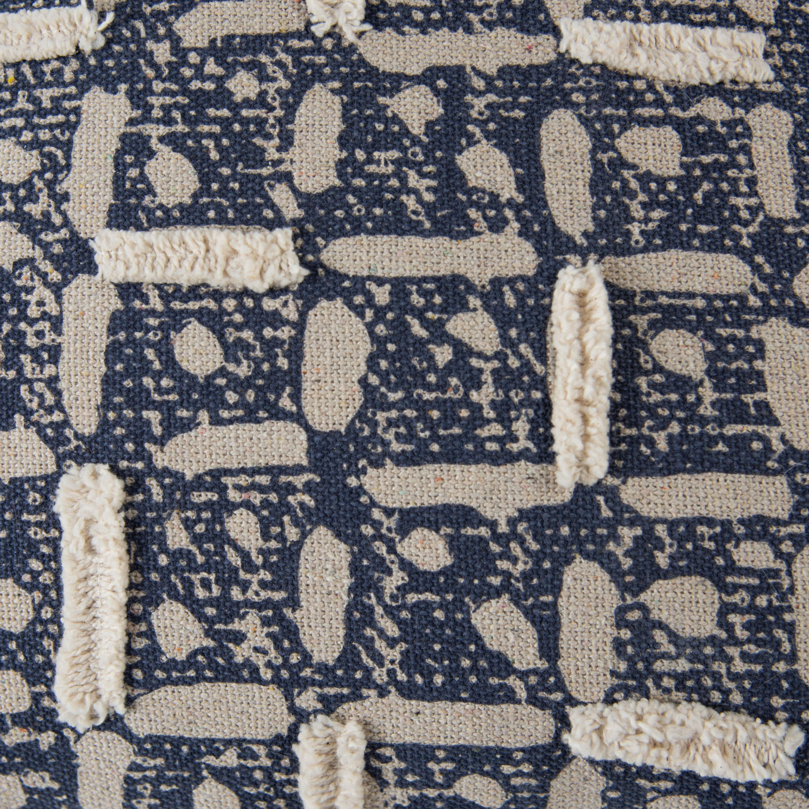 20" x 20" Cotton Throw Pillow, Polyester, Blue/Natural