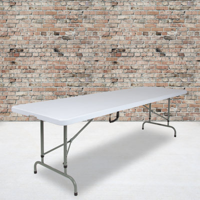 Parker 8' Height Adjustable Plastic Folding Event Table with Carrying Handle