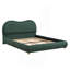 Structure de lit plateforme tapissier avec tête de lit arrondie à coins arrondis, lattes en bois, pieds en bois de chêne massif, tissu chenille, aucun sommier requis, assemblage facile, vert olive-598031760
