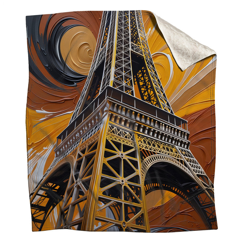 Jeté en molleton Tour Eiffel - Jetés d'architecture pour canapés ou lits, L 60 po x H 80 po