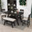 Damu 6 - Piece Dining Set, Dining Table with Storage Shelf and Bench and 4 Chairs-1664202797-1664202802