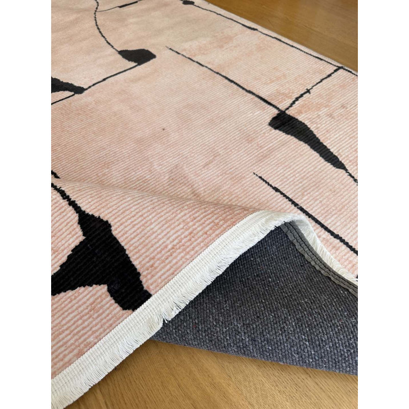 Tapis en coton avec envers antidérapant Lanney, Rectangle 5 pi 11 po x 8 pi 10 po