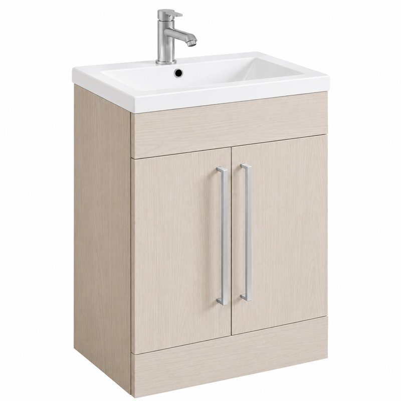 515mm Single Bathroom Vanity with Semi-Recessed Ceramic Basin, Light Elm