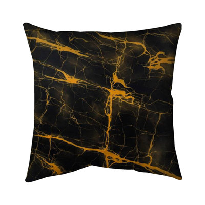 Black and gold marble texture - 26"x26" Throw pillow - Poly twill - Print on demand