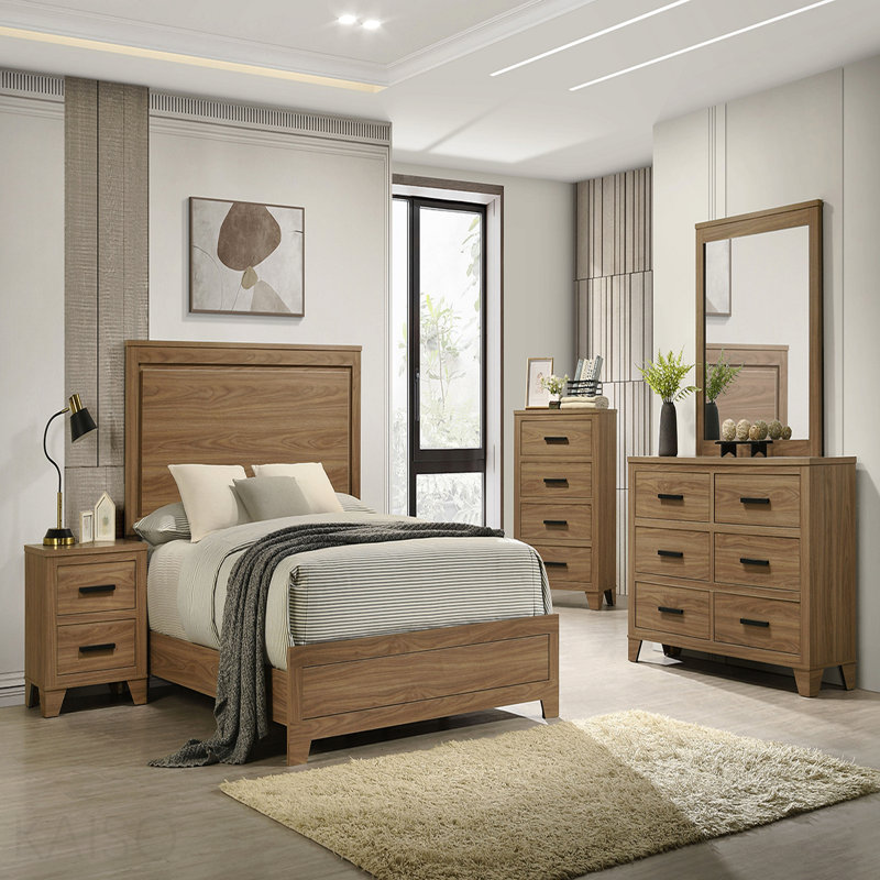 1 pièce 6 tiroirs couleur noyer avec tiroirs et barre de style transitionnel