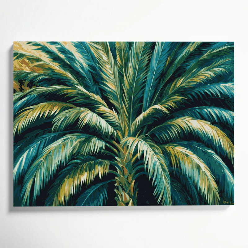 «Hawaiian Fan Palm», art mural sur toile bleue, H 20 po x l 30 po