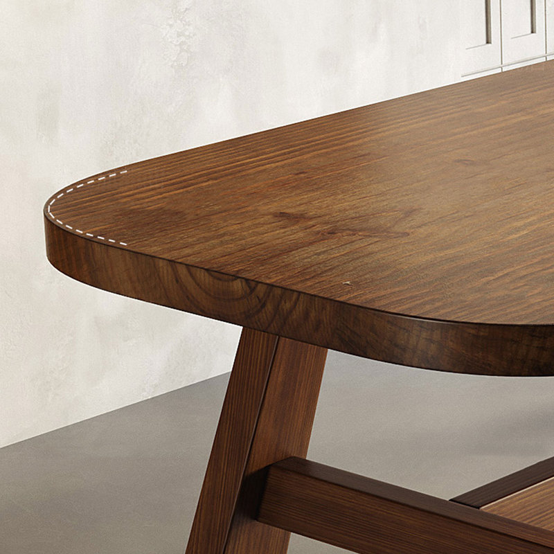 Table de salle à manger rectangulaire en bois massif brun noisette, H 29,53 po x L 78,74 po x l 31,5 po