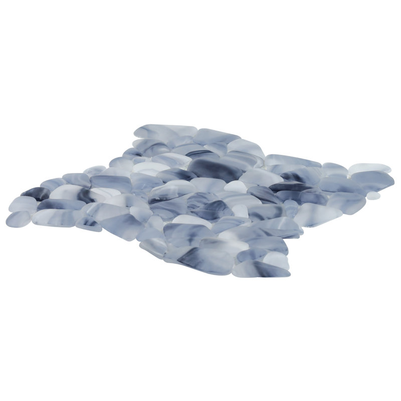 Carreau de mosaïque en verre givré l 11,81 po x l 11,81 po Hydra, Bleu