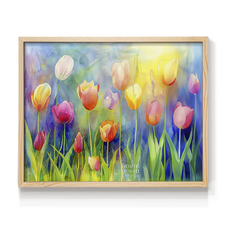 Série florale - Cxxiv - reproduction encadrée - réarmable, H 8 po x l 10 po, Naturel