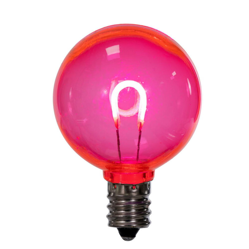 Transparent U-Shaped Filament Bulb, 120V, .6 Watts, 25 Bulbs per bag, 2.25" H x 1.5" W x 1.5" D, Pink