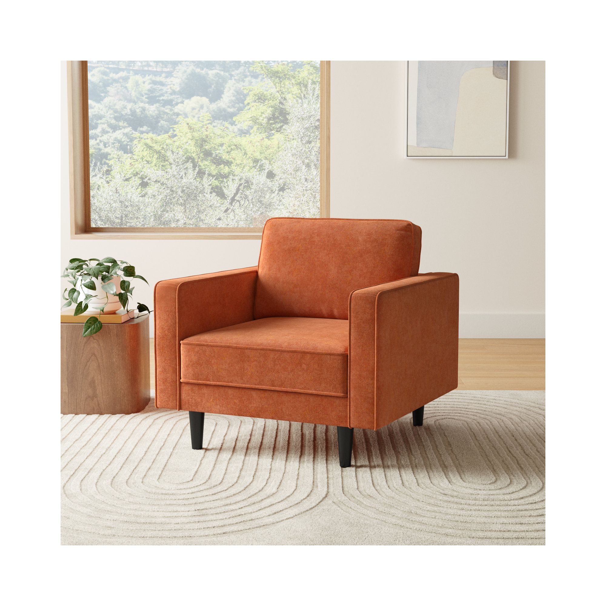 Curt Upholstered Armchair, Rust Performance Chenille