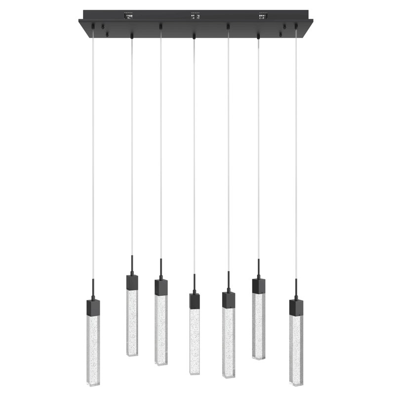 Original Glacier 7 - Light Pendant, Bubbled Glacier K9, Black