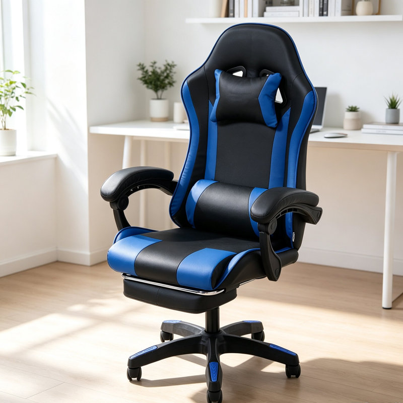 Rebrilliant PC & Racing Game Chair, Black/Blue