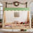 Full Size House Floor Bed Frame With Tent And Light, Solid Wood Materialen Frame Material Teepee Floor Bed Frame With Full-Length Guardrails, Montessori And Childlike Style Design,In Natural Finish+Green-1029810319-1029810352