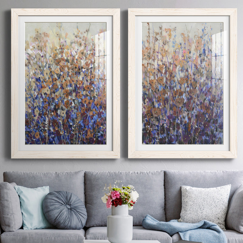 Fall Wildflowers I Premium encadré mat - prêt à être accroché, H 20 po x l 34 po x P 1 po, Cadre blanc