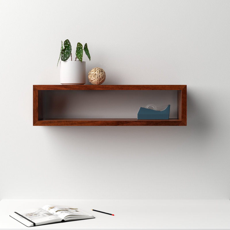 Robin Rectangle Solid Wood Floating Shelf, 8" H x 30" W x 8" D, Walnut Brown