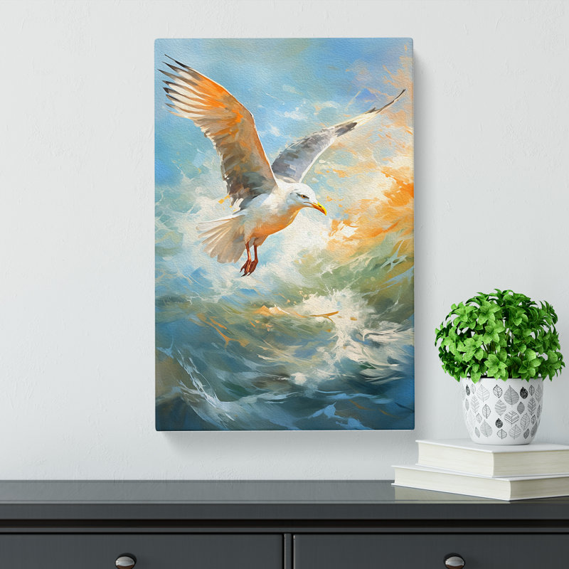 Seagull Impressionism Art - Wrapped Canvas, 76cm H x 50cm W x 3cm D