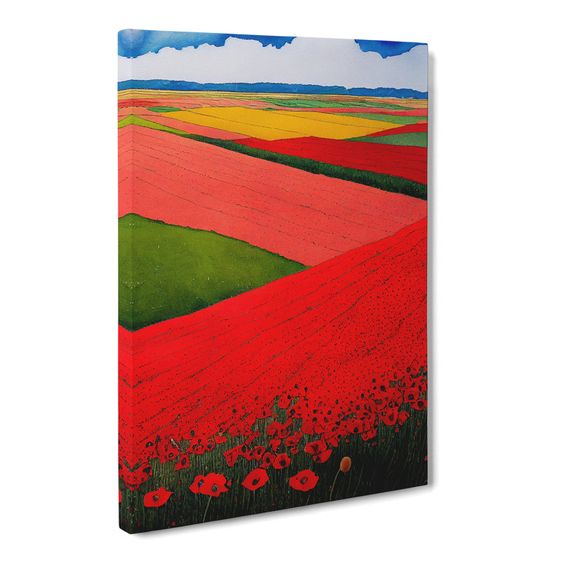 Watercolour Poppy Field Vol.1 - Wrapped Canvas, 60cm H x 40cm W x 3cm D