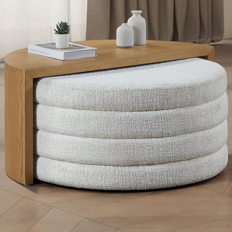 Florence Nesting Coffee Table with Stool, Brown