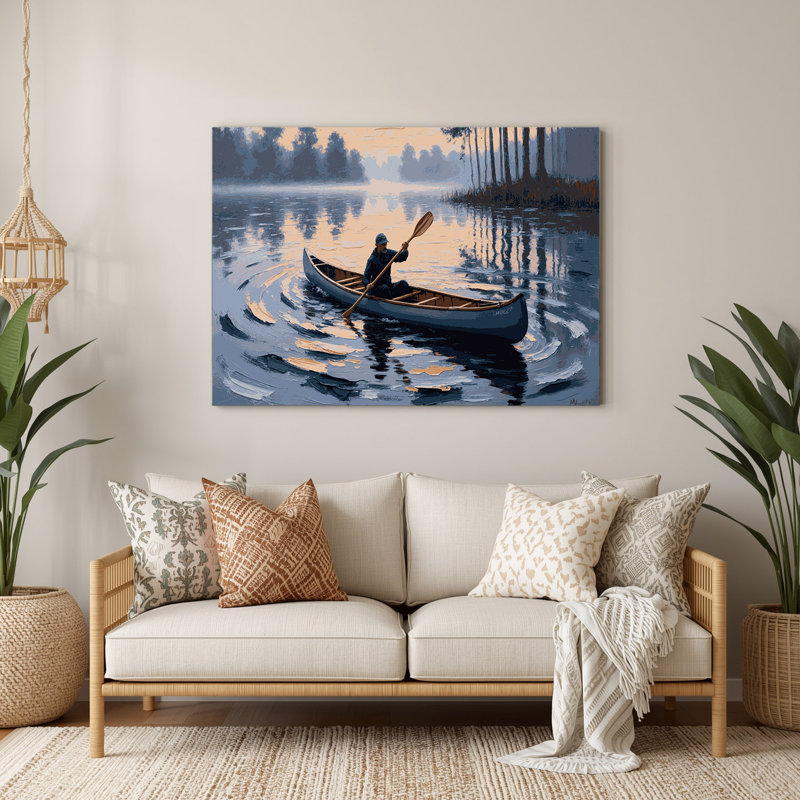 Art mural en métal blanc Sports Canoeing, 11" H x 14" W