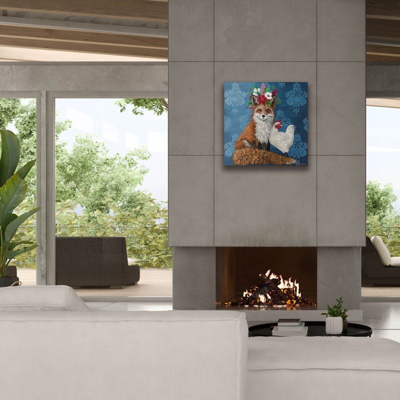  «Fox and Hen» par Heather Gauthier, art mural sur toile, 26 po x 26 po