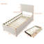 Lit plateforme tapissier simple avec lit gigogne et 3 tiroirs, tissu en lin-1917449988