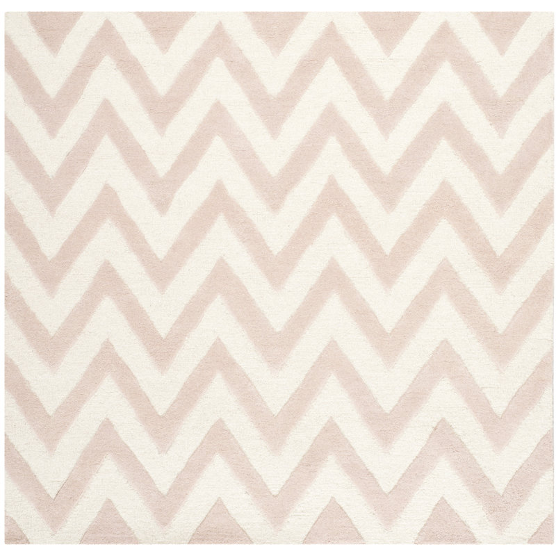 Sanyla Hand Tufted Wool Chevron Rug, Square 8'
