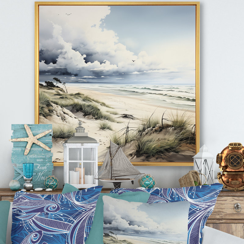 Photo de plage Dune Dreams III, H 36 po x l 36 po x P 1,5 po, Cadre flottant doré
