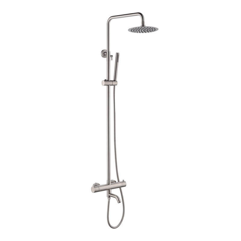 Double pomme de douche thermostatique à double fonction, Acier inoxydable brossé