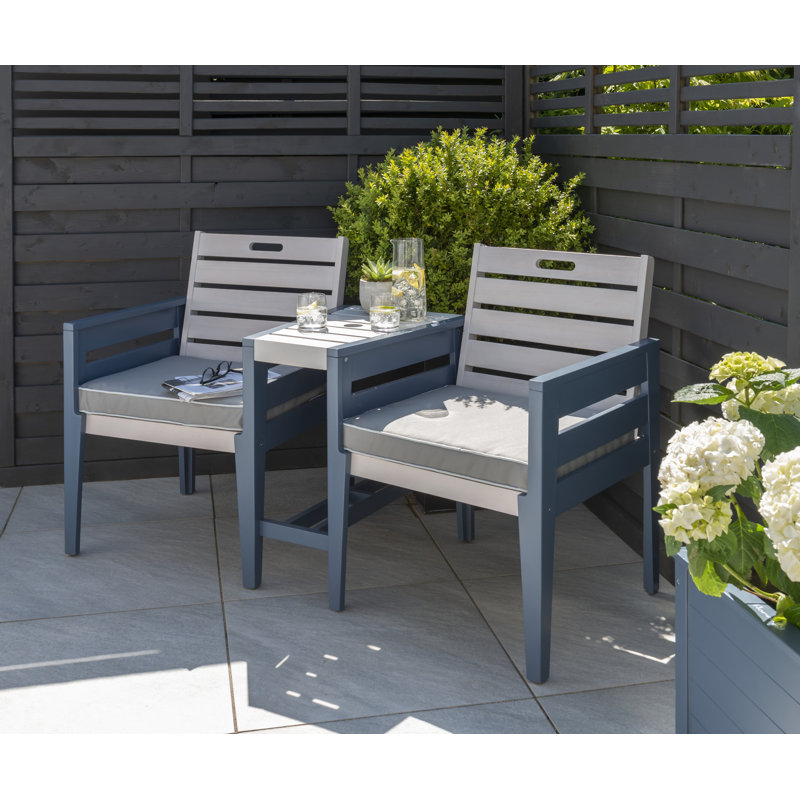 Emariah Wooden Love Seat, Steel Blue/Grey