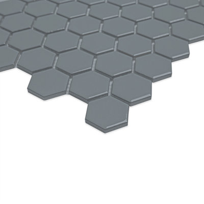 Carreau de mosaïque de plancher et de mur en porcelaine brillante hexagonale bleue 10 po x 11 po Blue Maris