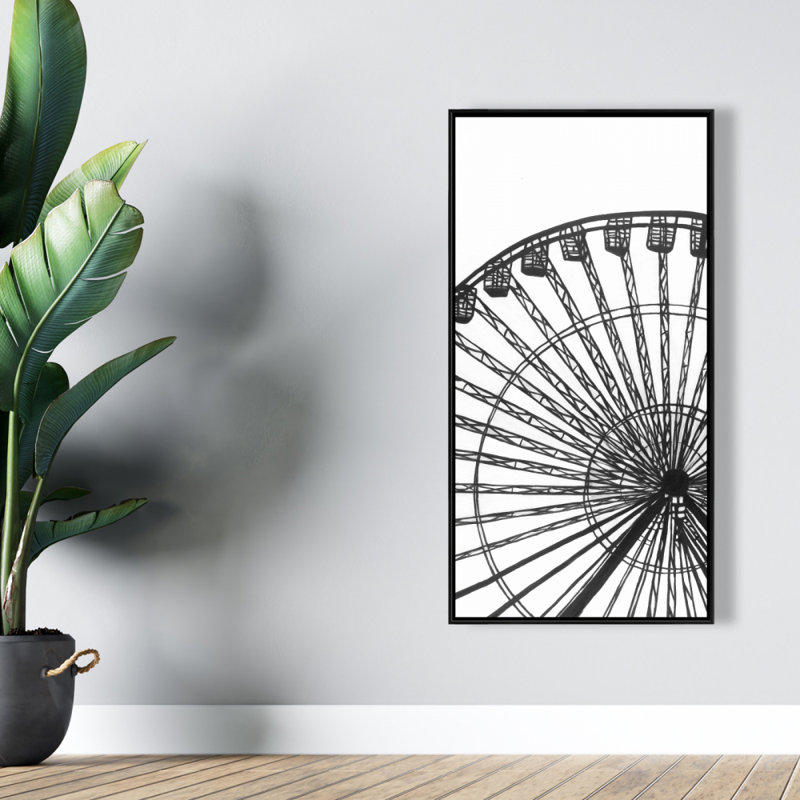 Monochrome ferris wheel - 24"x48" Framed canvas