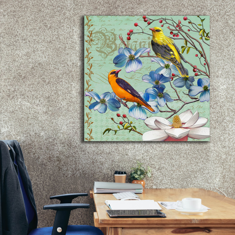Epic Graffiti 'Oriole Bird Botanical'  by Art Licencing Studio Canvas Wall Art, 37" x 37", H 37 po x l 37 po x P 1,5 po