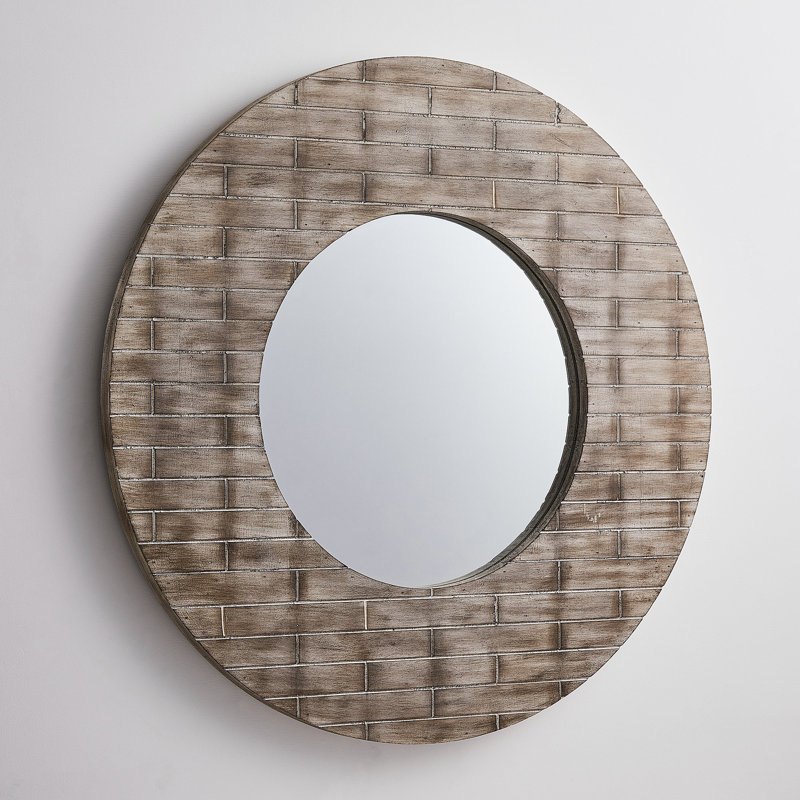Solid Wood Round Wall Mirror
