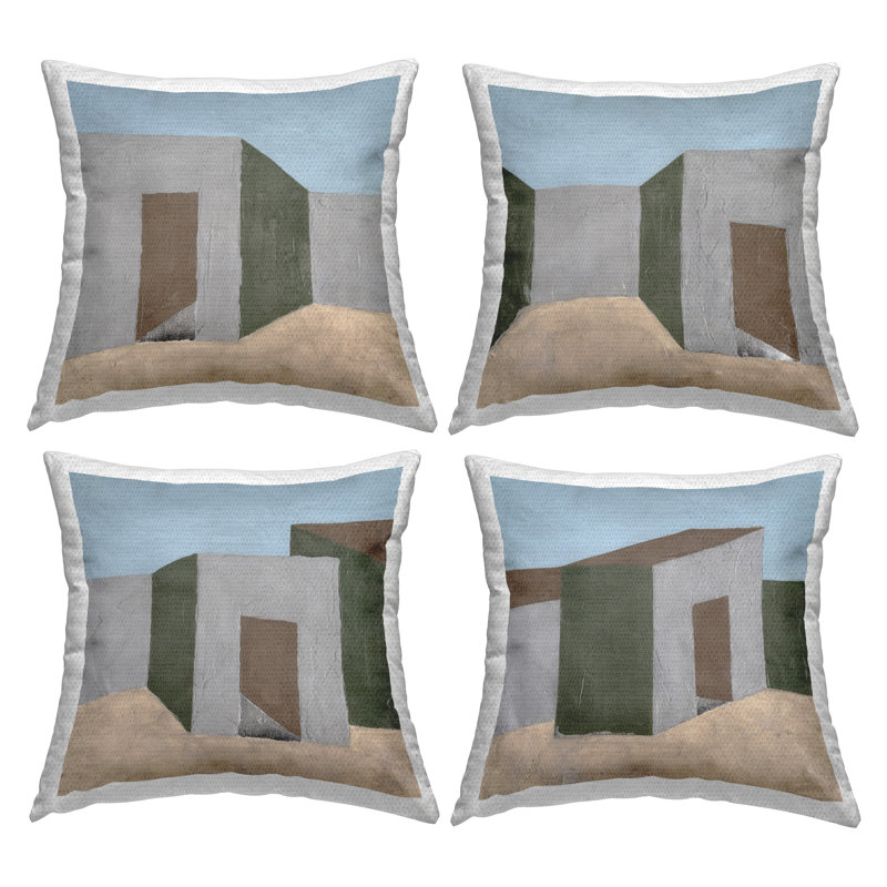 Coussin décoratif d'extérieur Desert Modular Maisons par Victoria Barnes (ensemble de 4)
