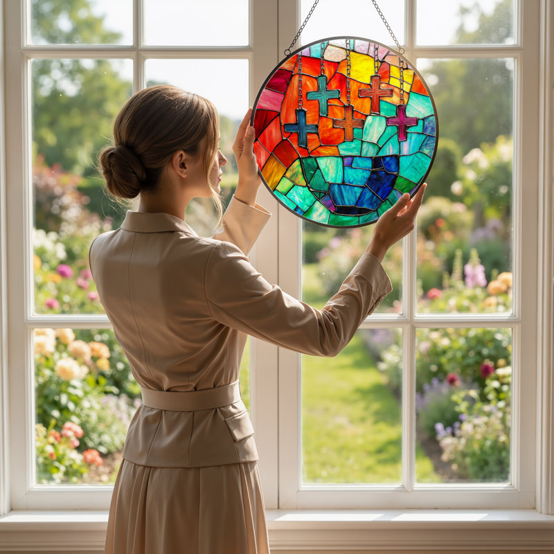 Panneau de vitrail en verre coloré 12 "H 12", H 12 po x l 12 po