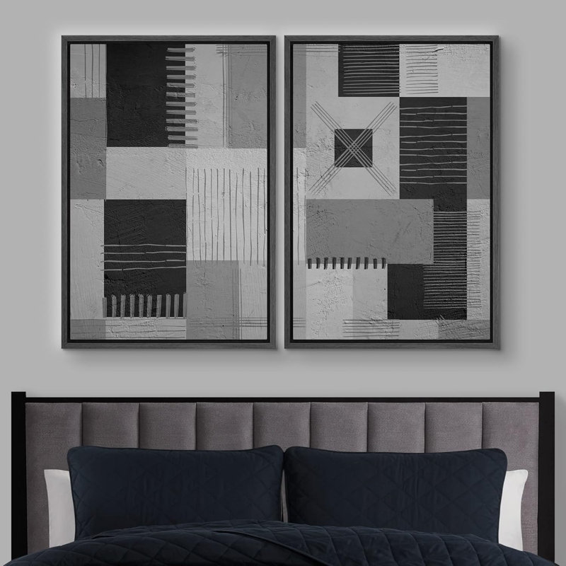 Geometric Line 2 - Pieces, 36" H x 48" W, Black