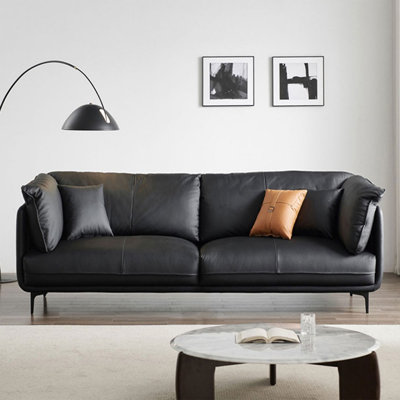 Causeuse-coussin standard en cuir véritable noir