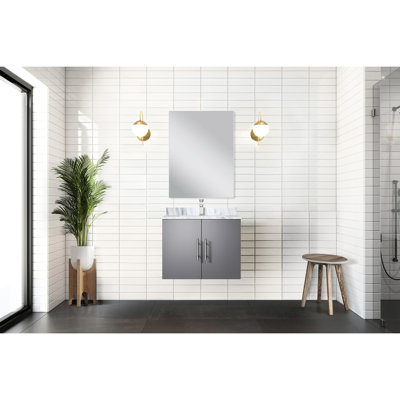 24 po De salle de bain W gris foncé avec comptoir en marbre, miroir 18 po et robinet - comptoir, teinture fonctionnelle