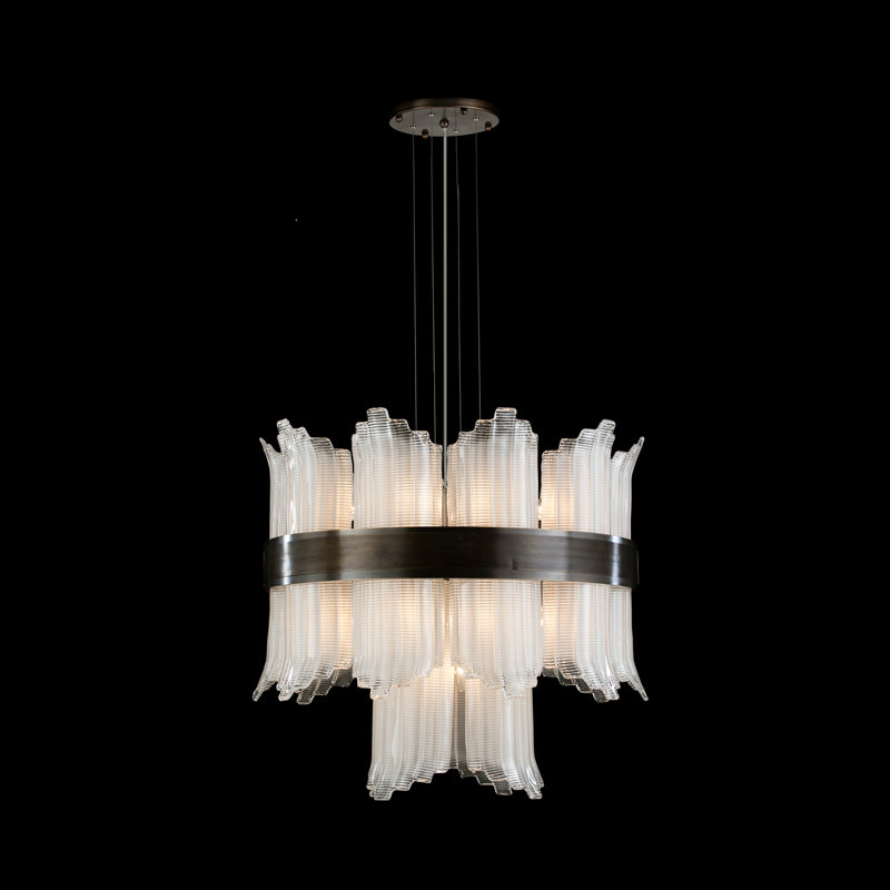 Lustre l 32,75 po Mariner Luxury, Blanc / bronze brossé