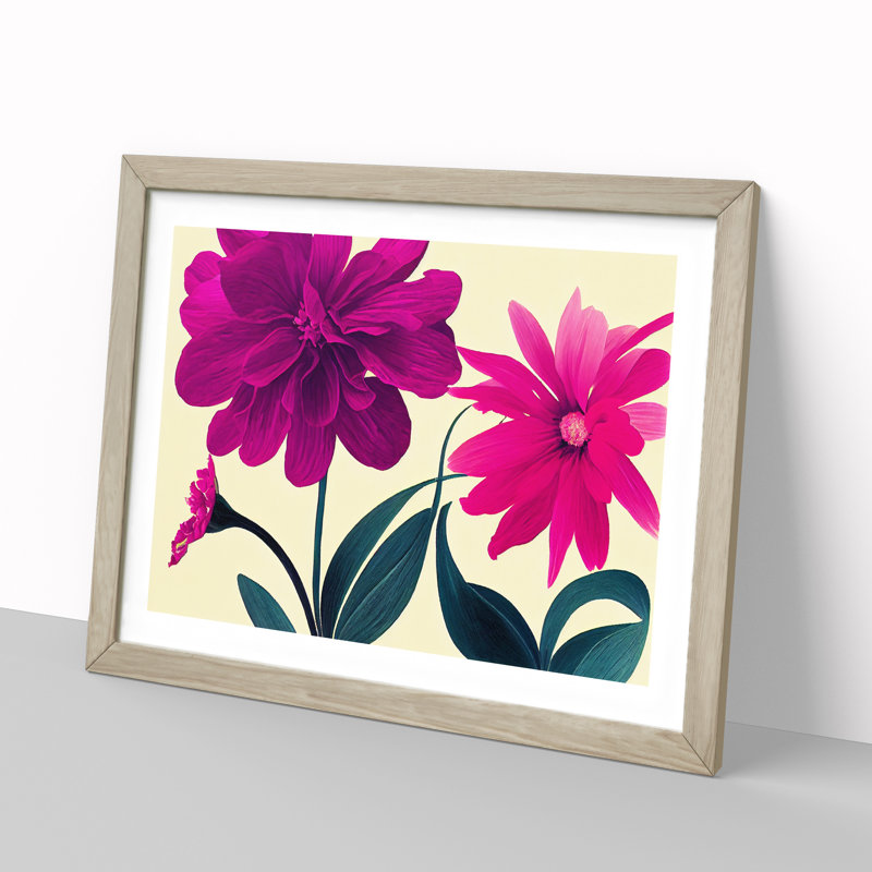 Enigmatic Flowers - Single Picture Frame Print, 46cm H x 64cm W x 2cm D, Oak Framed