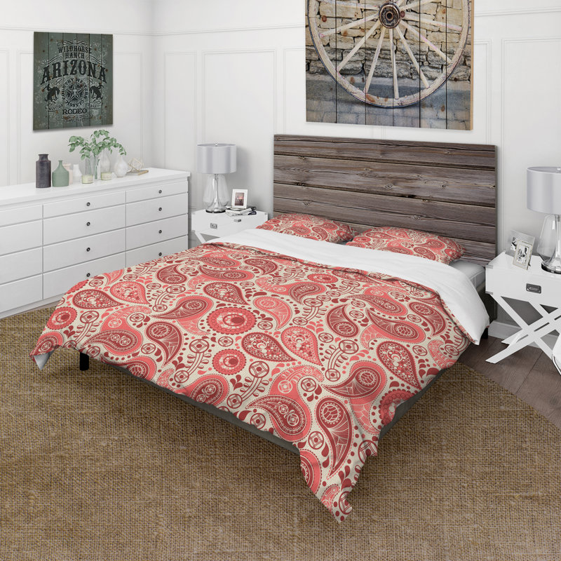 Rose cachemire rétro - ensemble de housse de couette moderne - microfibre de polyester