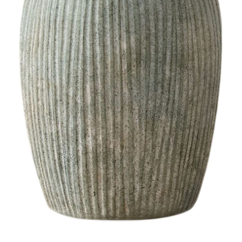 Fera Table Lamp, Green Ceramic Base, Beige Linen Drum Shade, 18 Inch, Green