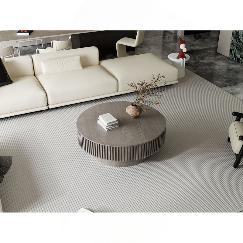 Table basse ronde ronde avec rangement Table d'appoint moderne en placage de bois massif pour table de salon, chambre à coucher, appartement ou bureau