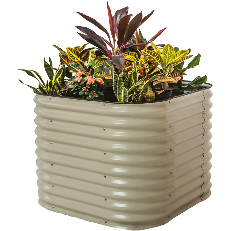 Classic 32" Tall 4 In 1 Modular Metal Outdoor Raised Garden Bed, Pearl White