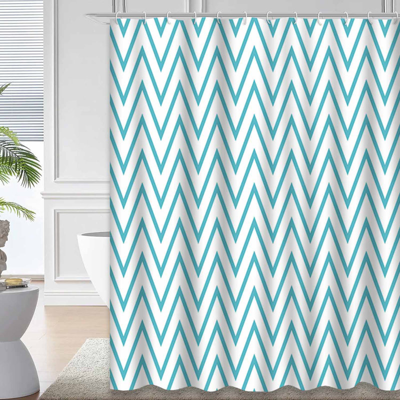 Rideau de douche Wigy Lines White Zigzag, L 72 po x l 78 po