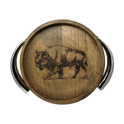 Plateau Buffalo en fer avec poignées en corne