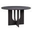 Table ronde 5 pièces pour le salon, table de 47,3 po, 4 sièges confortables, surface imperméable, table moderne à base de tréteaux stable 4, sièges rembourrés beiges, couleur noir antique, assemblage facile