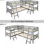 Lit superposé simple en L en gris. Bois massif pour la longévité. Possibilités d'utilisation polyvalentes. Améliore l'atmosphère de la chambre à coucher. Aucune boîte à ressorts nécessaire. Sécuritaire avec. Dimensions de 76 po x 39 po. Poids de 175 lb / 275 lb-1701346600